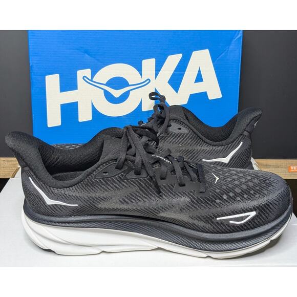 Hoka Shoes Mens 10 Wide (2E) Black Clifton 9 1132210/BWHT NEW Running Comfort - Picture 5 of 9